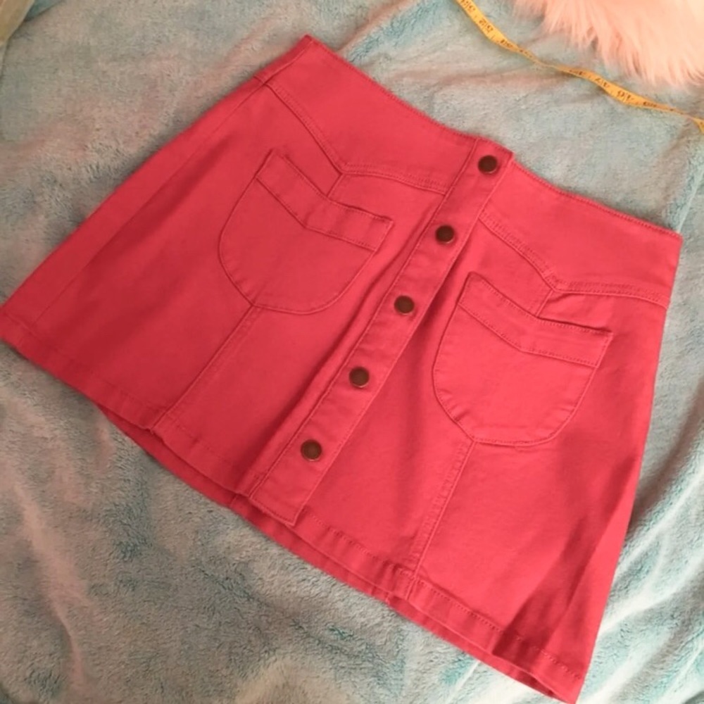 NWOT Coral Pink Denim Skirt
